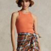 Tancuri din bumbac cu tricot în coaste pentru femei Ralph Lauren portocalii Tancuri din bumbac cu tricot în coaste pentru femei Ralph Lauren portocalii