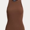 Tancuri maro din bumbac cu nervuri Ralph Lauren pentru damă Tancuri maro din bumbac cu nervuri Ralph Lauren pentru damă