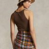 Tancuri maro din bumbac cu nervuri Ralph Lauren pentru damă Tancuri maro din bumbac cu nervuri Ralph Lauren pentru damă