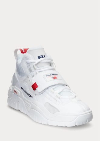 Tenisi albi Ralph Lauren PS100 pentru bărbați Tenisi albi Ralph Lauren PS100 pentru bărbați