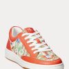 Tenisi de damă portocalii Ralph Lauren Hailey Floral Monogram Jacquard