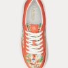 Tenisi de damă portocalii Ralph Lauren Hailey Floral Monogram Jacquard