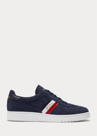 Tenisi de jos din piele intoarsa Ralph Lauren pentru barbati bleumarin Tenisi de jos din piele intoarsa Ralph Lauren pentru barbati bleumarin