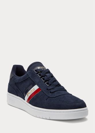 Tenisi de jos din piele intoarsa Ralph Lauren pentru barbati bleumarin Tenisi de jos din piele intoarsa Ralph Lauren pentru barbati bleumarin