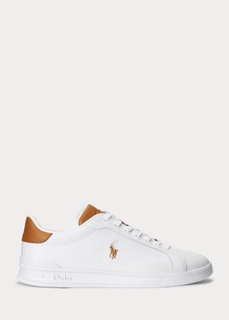Tenisi din piele Ralph Lauren Heritage Court II alb/maro pentru bărbați Tenisi din piele Ralph Lauren Heritage Court II alb/maro pentru bărbați