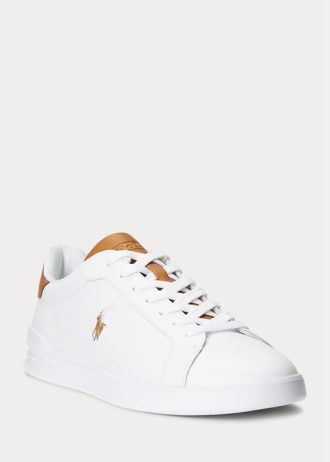 Tenisi din piele Ralph Lauren Heritage Court II alb/maro pentru bărbați Tenisi din piele Ralph Lauren Heritage Court II alb/maro pentru bărbați