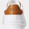 Tenisi din piele Ralph Lauren Heritage Court II alb/maro pentru bărbați Tenisi din piele Ralph Lauren Heritage Court II alb/maro pentru bărbați