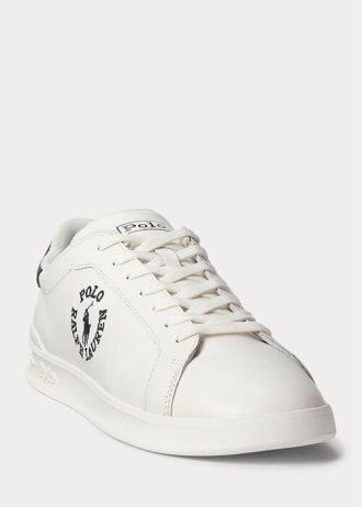 Tenisi din piele Ralph Lauren Heritage Court II alb/negru pentru bărbați Tenisi din piele Ralph Lauren Heritage Court II alb/negru pentru bărbați