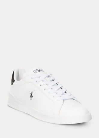 Tenisi din piele Ralph Lauren Heritage Court II alb/negru pentru bărbați Tenisi din piele Ralph Lauren Heritage Court II alb/negru pentru bărbați