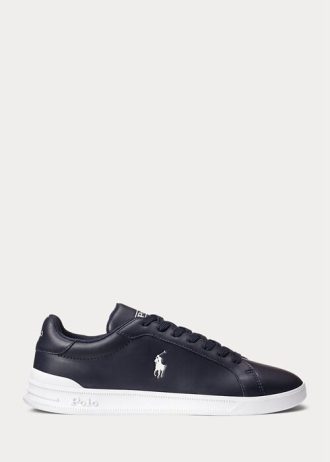 Tenisi din piele Ralph Lauren Heritage Court II pentru bărbați bleumarin/alb Tenisi din piele Ralph Lauren Heritage Court II pentru bărbați bleumarin/alb
