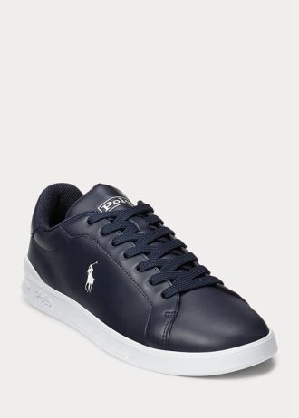 Tenisi din piele Ralph Lauren Heritage Court II pentru bărbați bleumarin/alb Tenisi din piele Ralph Lauren Heritage Court II pentru bărbați bleumarin/alb