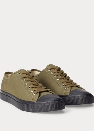 Tenisi din pânză Ralph Lauren pentru bărbați de culoare olivă Tenisi din pânză Ralph Lauren pentru bărbați de culoare olivă