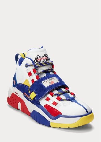 Tenisi înalți Ralph Lauren PS100 albi / regali pentru bărbați