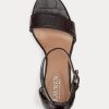 Tocuri de damă maro Ralph Lauren Sylvia din piele în relief Tocuri de damă maro Ralph Lauren Sylvia din piele în relief