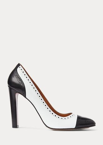 Tocuri din piele de vițel color-blocate Ralph Lauren Ainsley pentru femei negre/albe Tocuri din piele de vițel color-blocate Ralph Lauren Ainsley pentru femei negre/albe