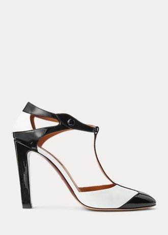 Tocuri din piele de vițel color-blocate Ralph Lauren Haskell de damă negru/alb Tocuri din piele de vițel color-blocate Ralph Lauren Haskell de damă negru/alb