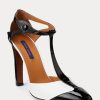 Tocuri din piele de vițel color-blocate Ralph Lauren Haskell de damă negru/alb