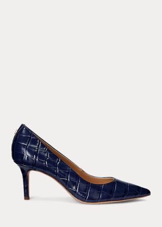 Tocuri din piele în relief Ralph Lauren Lanette pentru femei bleumarin