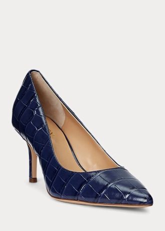 Tocuri din piele în relief Ralph Lauren Lanette pentru femei bleumarin
