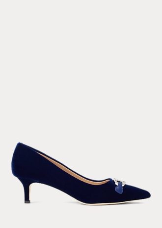 Tocuri Ralph Lauren Amory din catifea pentru femei bleumarin