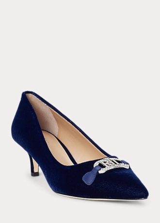 Tocuri Ralph Lauren Amory din catifea pentru femei bleumarin