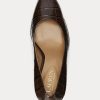 Tocuri Ralph Lauren Camila din piele cu relief pentru damă, ciocolată
