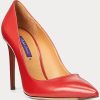 Tocuri Ralph Lauren Celia din piele de vițel de damă roșu închis