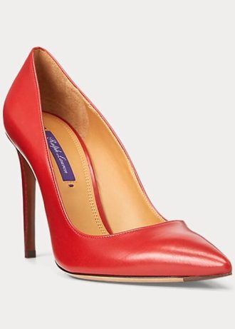 Tocuri Ralph Lauren Celia din piele de vițel de damă roșu închis