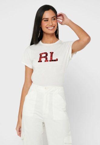 Topuri albe cu gât rotund pentru femei Ralph Lauren