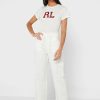 Topuri albe cu gât rotund pentru femei Ralph Lauren Topuri albe cu gât rotund pentru femei Ralph Lauren
