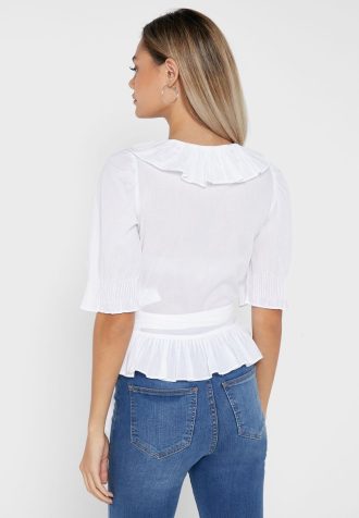 Topuri albe de damă Ralph Lauren cu volane Topuri albe de damă Ralph Lauren cu volane