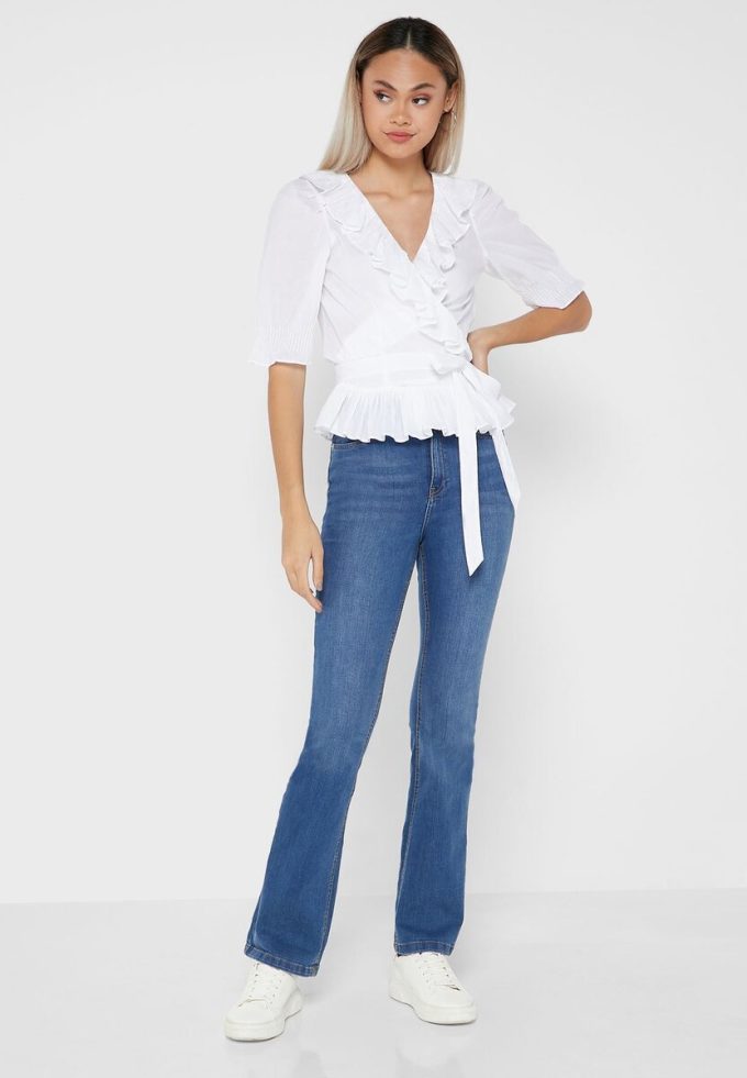 Topuri albe de damă Ralph Lauren cu volane