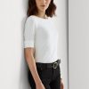 Topuri albe din bumbac Ralph Lauren, cu gât cu barca