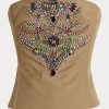 Topuri bustieră din bumbac ornamentate Ralph Lauren Cailin pentru femei verzi