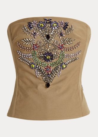 Topuri bustieră din bumbac ornamentate Ralph Lauren Cailin pentru femei verzi
