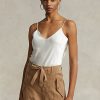 Topuri cu camisole din mătase Ralph Lauren crem pentru femei
