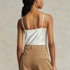 Topuri cu camisole din mătase Ralph Lauren crem pentru femei