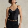 Topuri cu camisole din mătase Ralph Lauren negre de damă