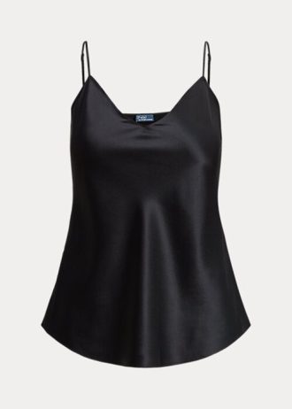 Topuri cu camisole din mătase Ralph Lauren negre de damă