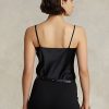 Topuri cu camisole din mătase Ralph Lauren negre de damă