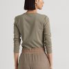 Topuri cu mânecă lungă din amestec de bumbac Ralph Lauren pentru femei Olive Topuri cu mânecă lungă din amestec de bumbac Ralph Lauren pentru femei Olive