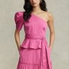 Topuri din bumbac cu un singur umăr, Ralph Lauren, fucsia Topuri din bumbac cu un singur umăr, Ralph Lauren, fucsia