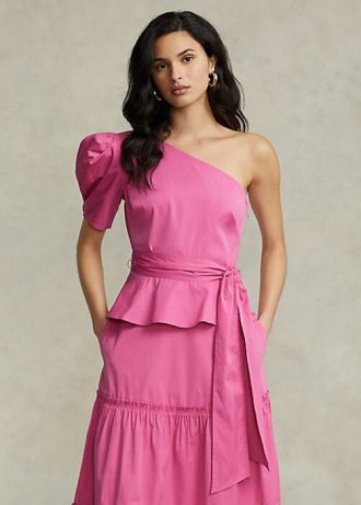 Topuri din bumbac cu un singur umăr, Ralph Lauren, fucsia