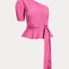 Topuri din bumbac cu un singur umăr, Ralph Lauren, fucsia Topuri din bumbac cu un singur umăr, Ralph Lauren, fucsia