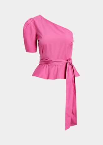 Topuri din bumbac cu un singur umăr, Ralph Lauren, fucsia