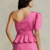 Topuri din bumbac cu un singur umăr, Ralph Lauren, fucsia Topuri din bumbac cu un singur umăr, Ralph Lauren, fucsia