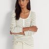 Topuri Henley din bumbac cu dungi Ralph Lauren Crem pentru damă