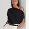 Topuri negre din jerseu stretch Ralph Lauren pentru femei Topuri negre din jerseu stretch Ralph Lauren pentru femei