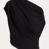Topuri negre din jerseu stretch Ralph Lauren pentru femei Topuri negre din jerseu stretch Ralph Lauren pentru femei