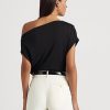 Topuri negre din jerseu stretch Ralph Lauren pentru femei Topuri negre din jerseu stretch Ralph Lauren pentru femei